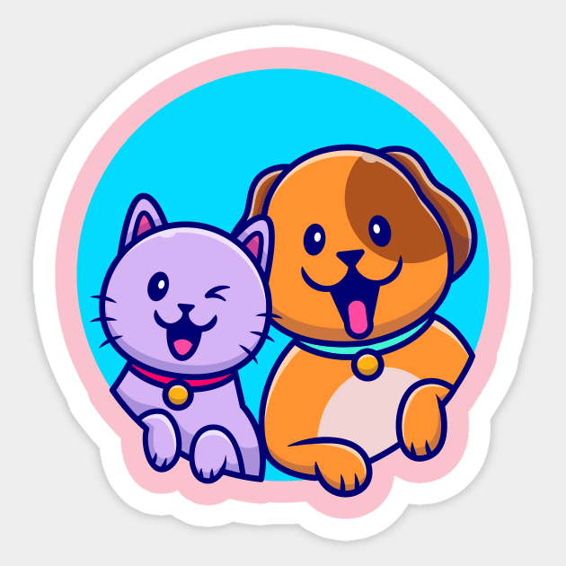 Cute Dog And Cute Cat Cartoon Sticker by Catalyst Labs